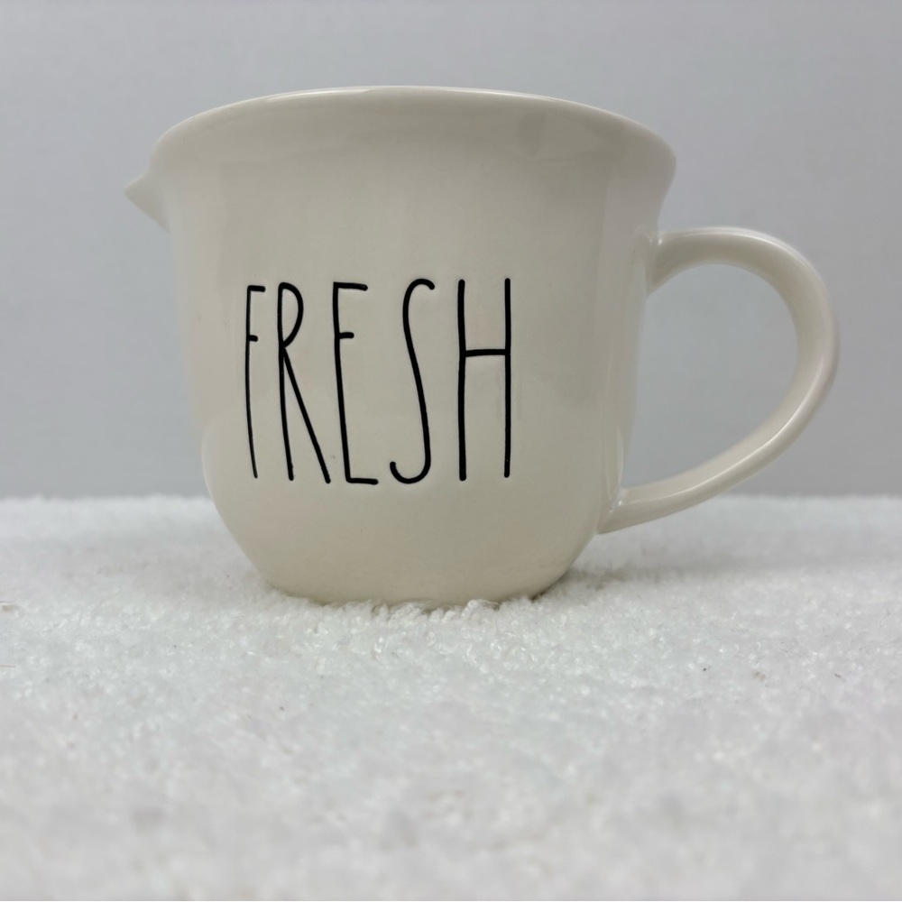 Rae Dunn “FRESH” Ceramic Juice Pitcher-Ivory Ceramic-Missing Matching Juicer Lid